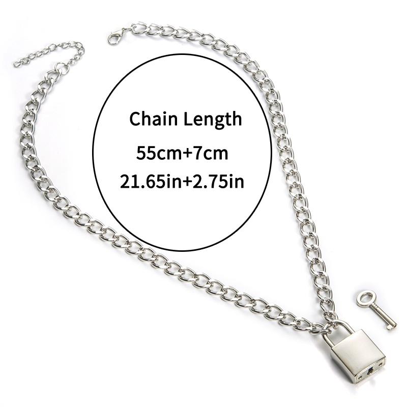 Punk Chain With Lock Necklace For Women Men Padlock Pendant Gothic Grunge Aesthetic Egirl Alternative Fashion Jewelry