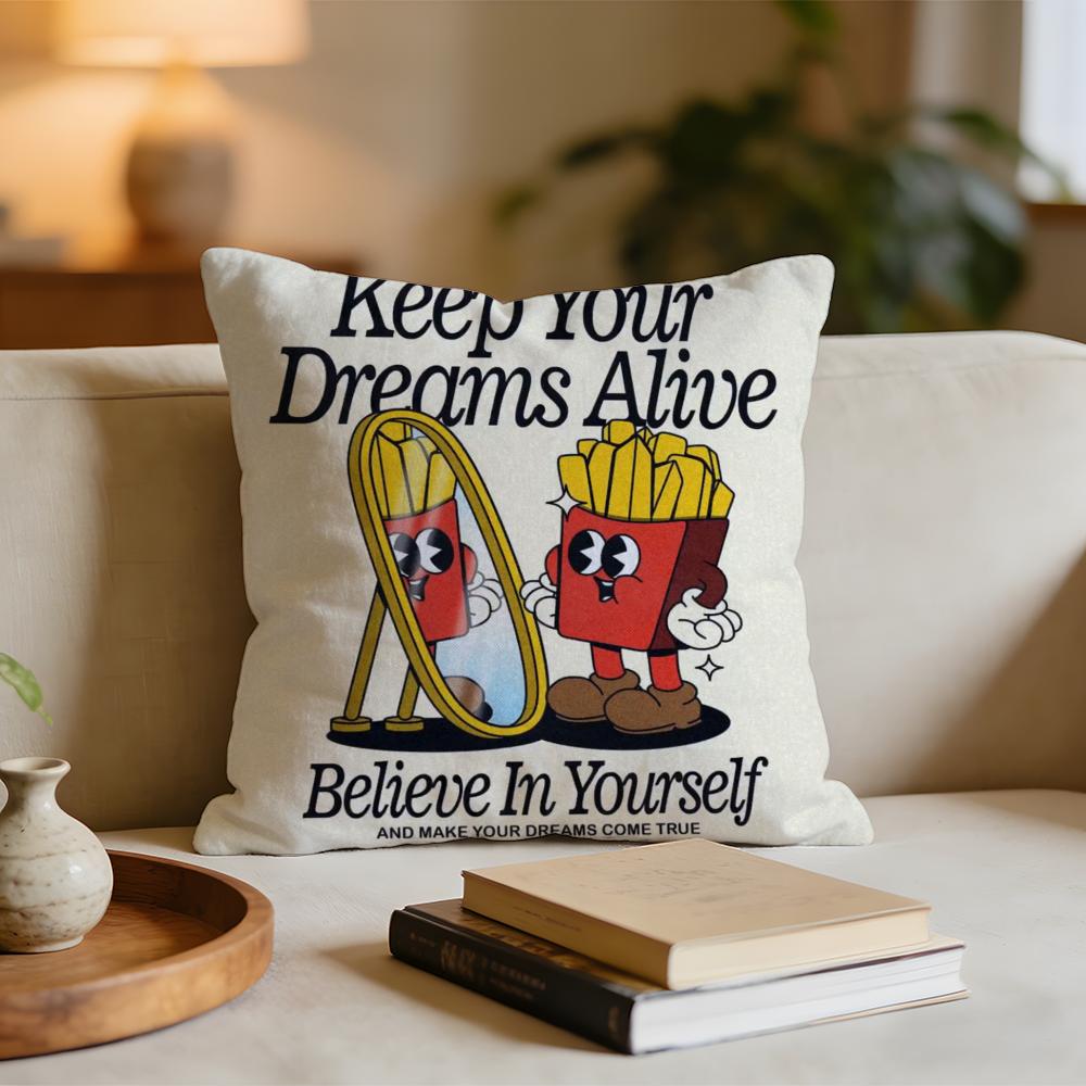 

Retro pop cartoon food Cushion Cover Short plush pillowcase for bed sofa carwashable 30x30cm