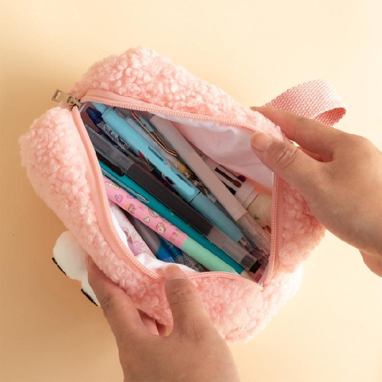 Plush Pen Case Large Capacity Plush Pencil Case Large Compartment Travel Cosmetic Bag for Student Adult School Travel