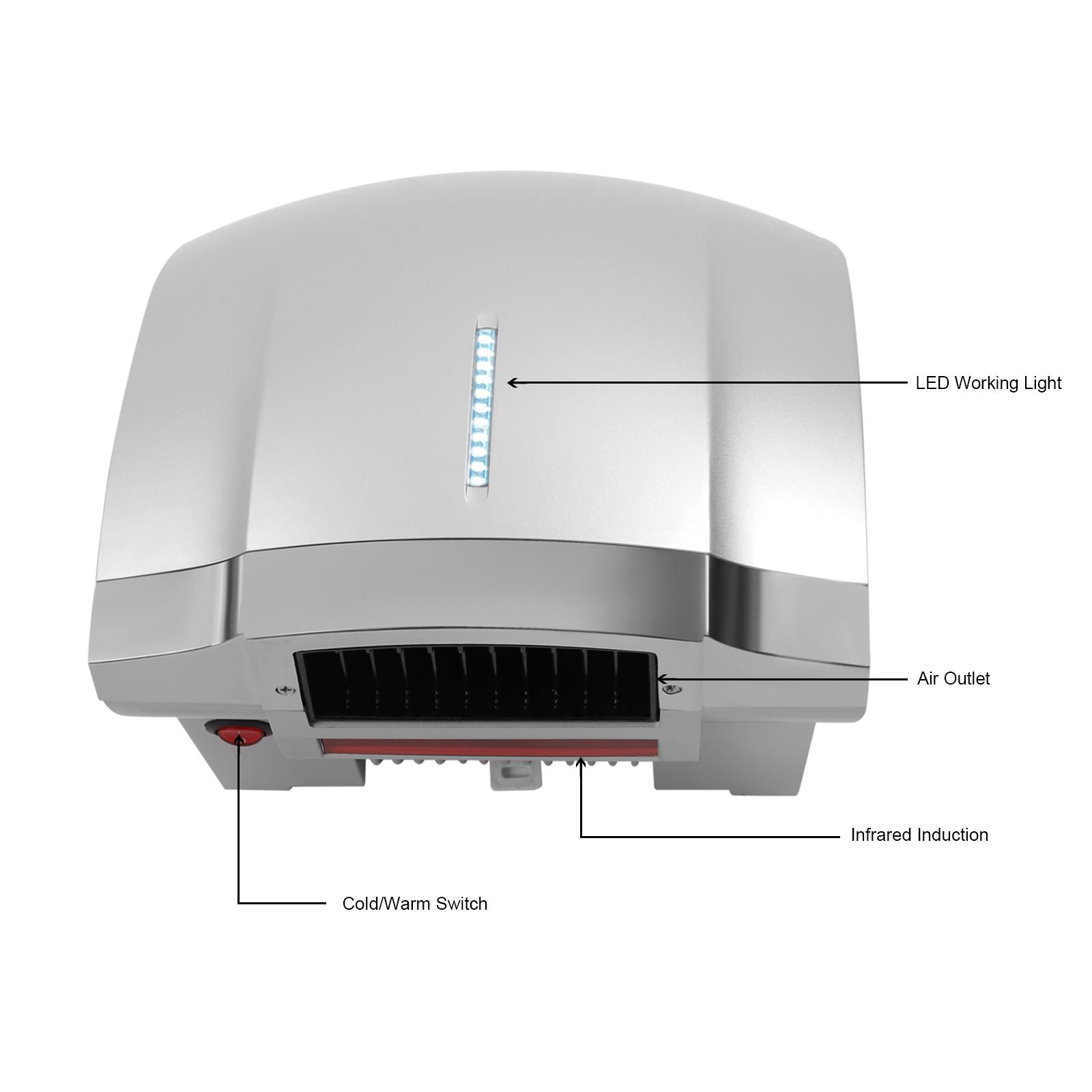 

Electric Hand Dryer, Automatic Hand Air Dryer 1800W High Speed Wall-Mounted for Commercial Household US білий