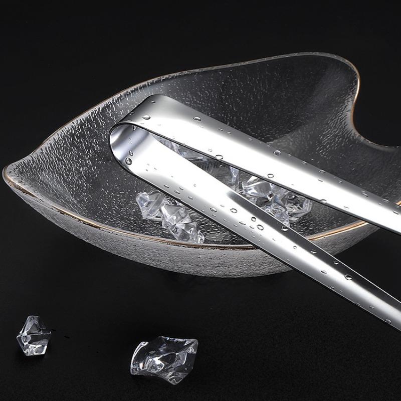 Stainless Steel Food Clip Ice Non-Slip Clips Food Candy Bar Ice Cube Tongs BBQ Baking Bar Tools Household Non-Stick Clip 1pcs