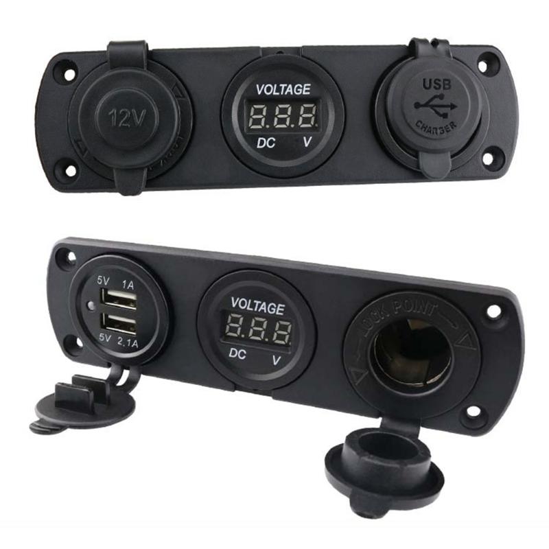 12-24V Car Dual USB Cigarette Lighter Socket 3.1A Boat Car Motorbike Tractor Charger Adapter Digital Voltmeter Universal