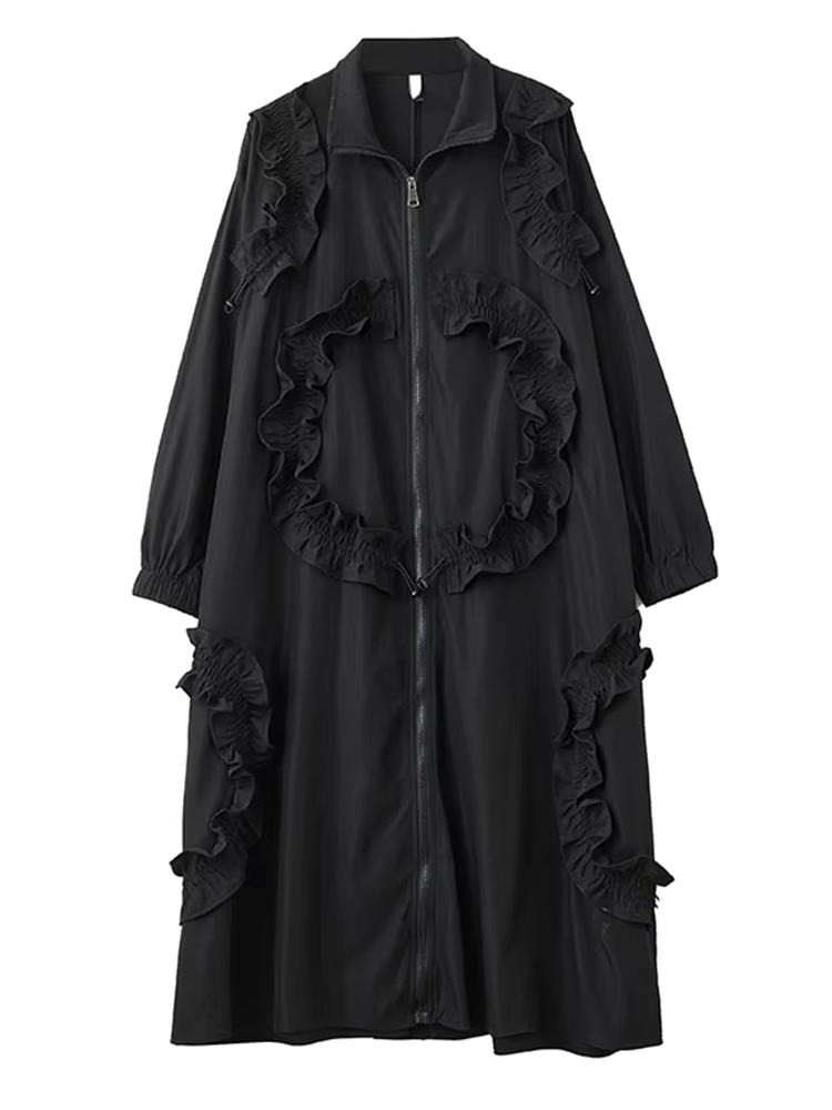 Xitao Solid Color Loose Zipper Dress GYX1103