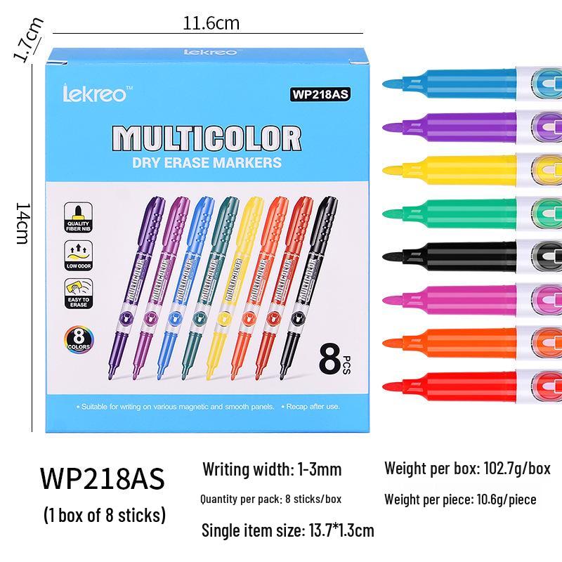 Boke 8-Color Erasable Whiteboard Markers - Fine Tip, Water-Based, Easy to Erase for Students & Teachers набор из 8 цветов