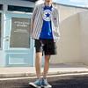 Converse Striped Short Sleeve Button Down Asia Sizing 'Blue' Men's 10024060-A02