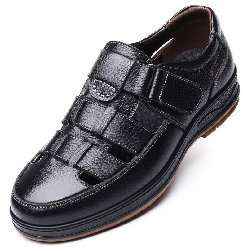 

Большие размеры дышащей кожи, мужские туфли среднего и пожилого возраста, летние туфли с отверстиями, нескользящая мягкая подошва, деловая повседневная обувь для пап, мужская обувь 38