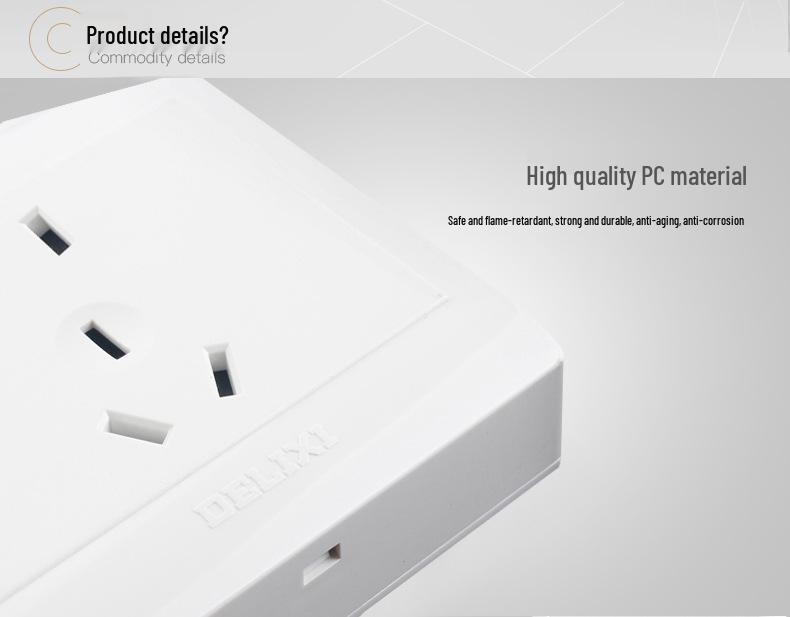 DELIXI Surface-Mounted Five-Hole Socket with TV and Computer Plug for Exposed Wiring