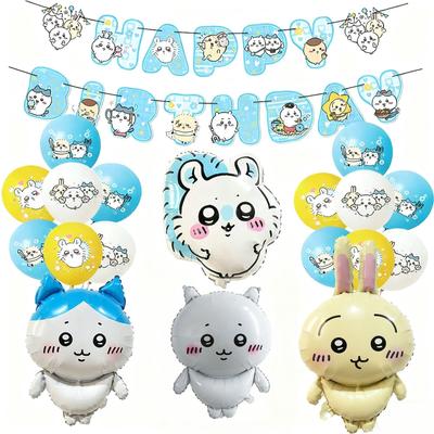 Balónová súprava s motívom Chiikawa Narodeninová bannerová párty dekorácia