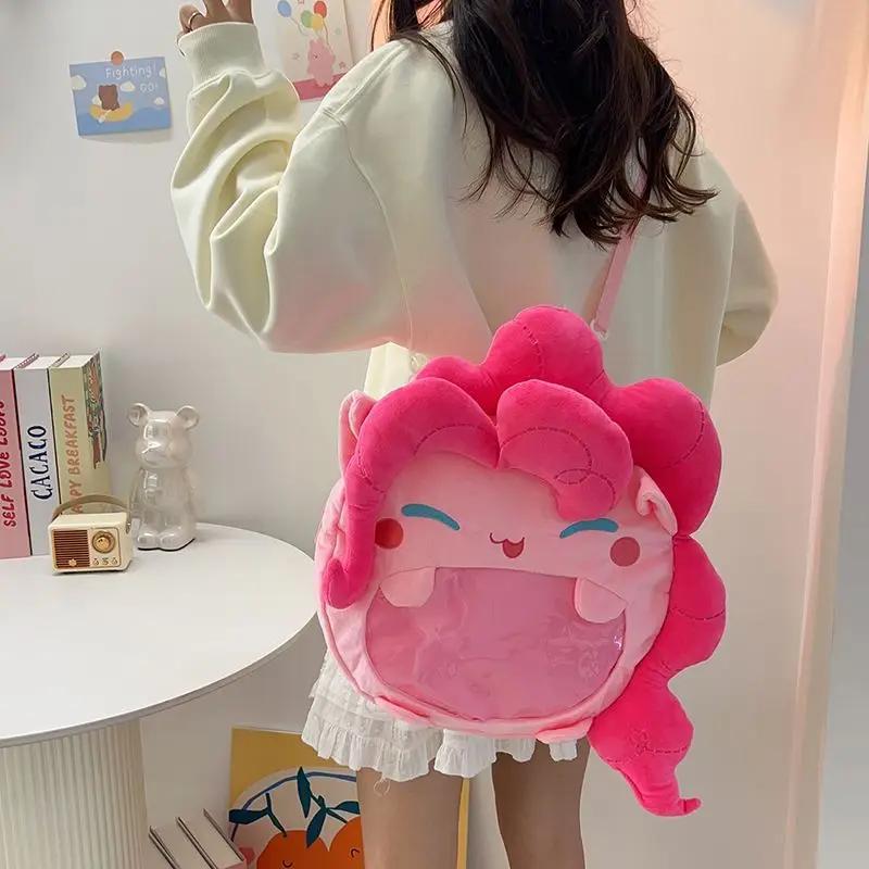 Cute Cartoon Pony Plush Crossbody Bag Large Capacity Kids Fashion Snack Pouch Gift