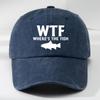 WTF Fish Print Outdoor Men's Washed Baseball Cap Retro Duckbill Cap Sports Casual Baseball Cap