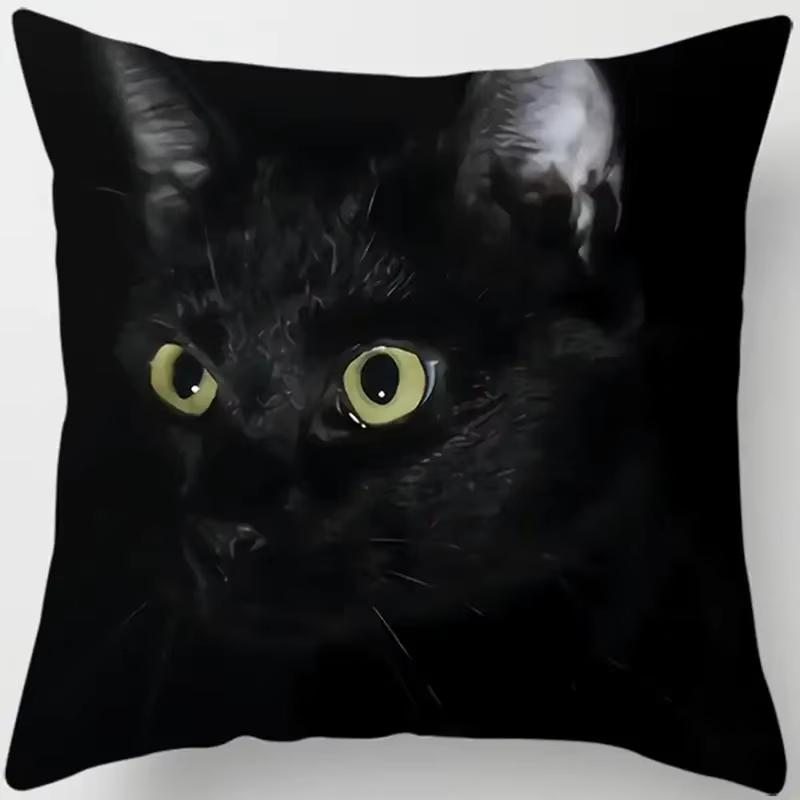 Cartoon Cat Printed Square Pillowcase Home Bedroom Car Sofa Cushion Cover