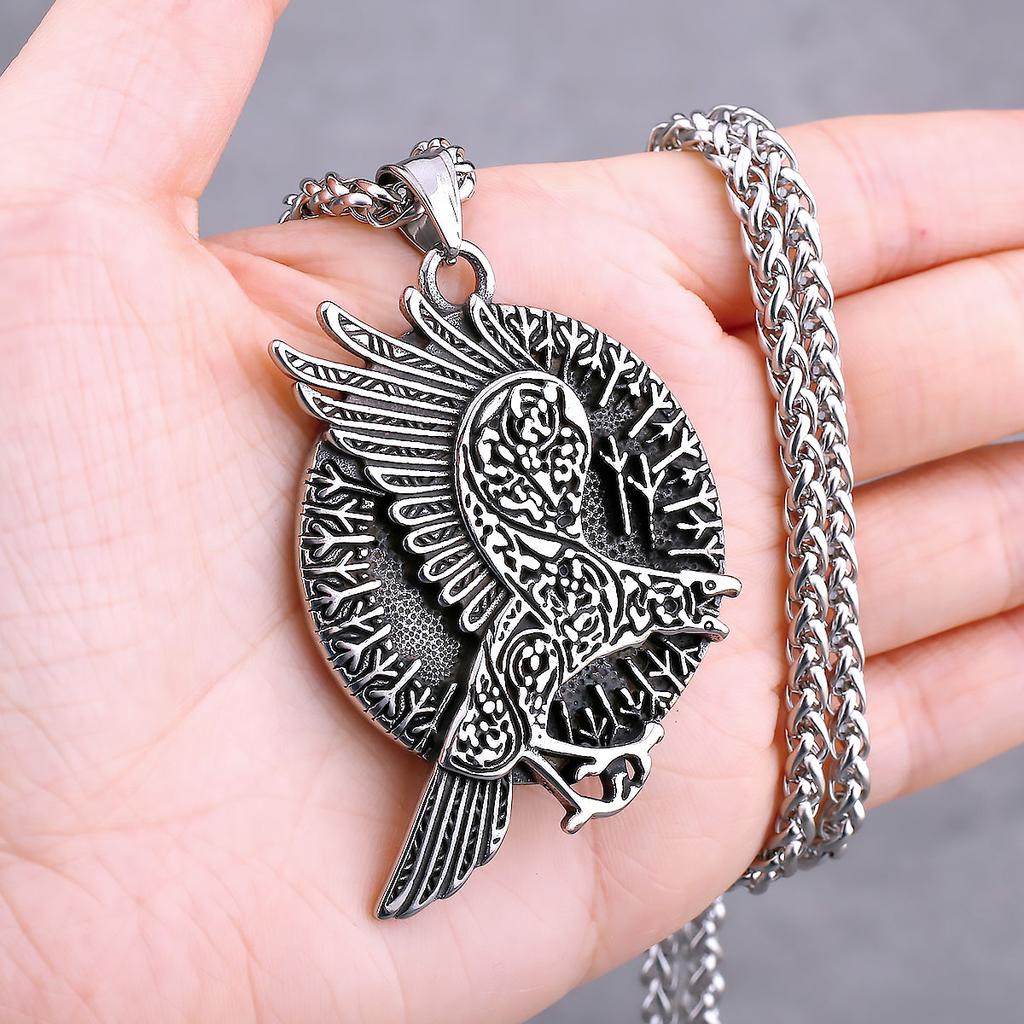 Colar Animal Corvo Dragão Viking Nórdico Vários Masculinos Pingente Amuleto de Odin Aço Inoxidável Moda Joias Vintage