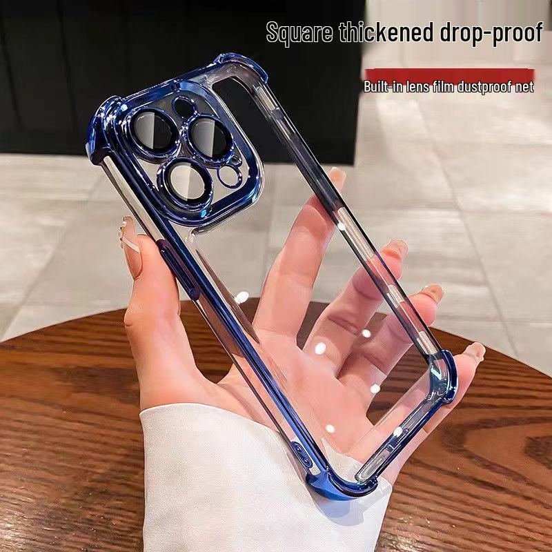 Compatible with iPhone 16/15 Pro Max: Four-Corner Airbag Anti-Drop Case & Transparent Lens Film Protective Cover X.