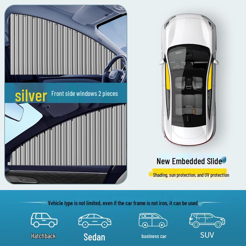 Automatic Retractable Car Sunshade with Magnetic Privacy Curtain