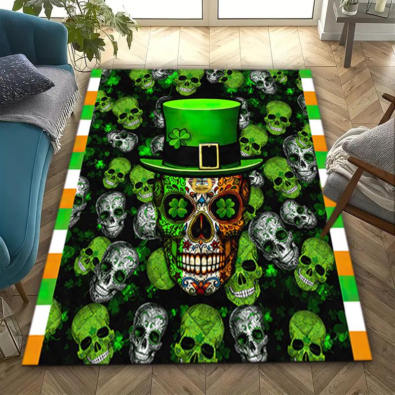 1PC Skull Dark Gothic Pattern printed Carpet Rug for Living Room Bedroom Home Sofa Decoration,Non-slip Floor Mat Floor mat
