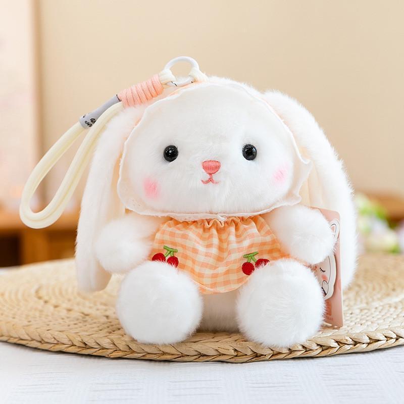 Plush Bunny Keychain With Embroidered Details For Girls Backpack Accessories