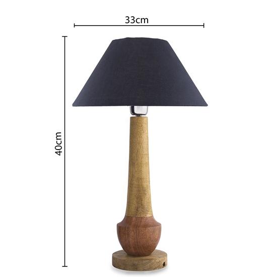 62 Cm Wooden Table Lamp for Bedroom Living Room, Timber Turned Wood Bedside Night Lamp With, E27 Holder, Bulb Included Home Décor Lighting