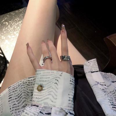 Ring Women'S Fashion Personality Trendy Man Cold Wind Niche Design Sense Advanced Open Ring Index Finger Ring