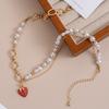 Small Fresh Strawberry Pearl Zircon Necklace Less Cream Sweet Girl Style Collarbone Chain Necklace
