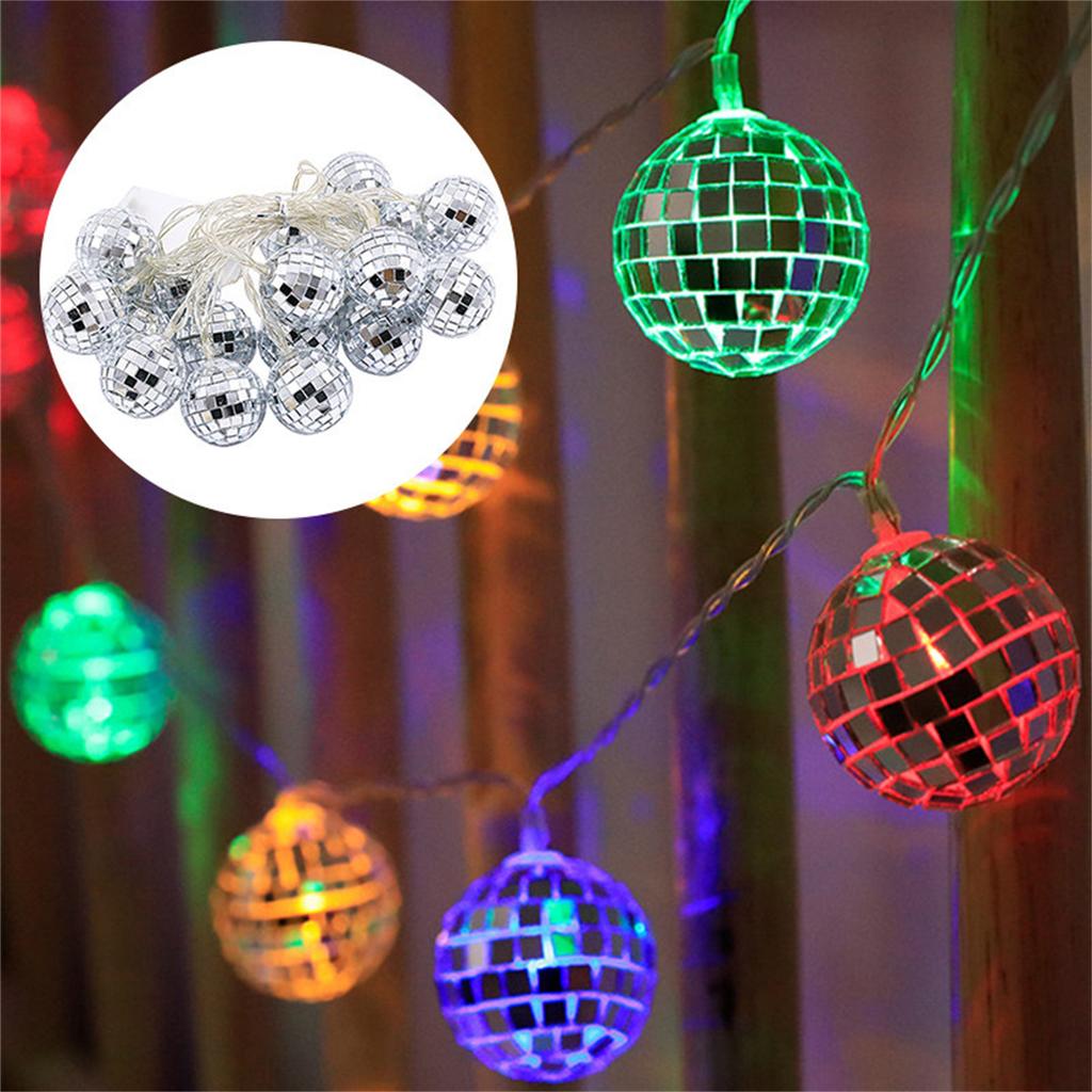 LED Spiegelkugel Lichterkette 3 Meter 20 Lämpchen Mosaikk Kugel Dekoratives Licht für Innen Außen