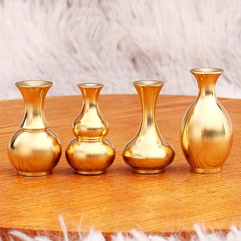 1PC Small Ornaments Portable Home Decor Tea Ceremony Brass Vase Buddhist Supplies Mini Gourd Incense Holder Aromatherapy Stove