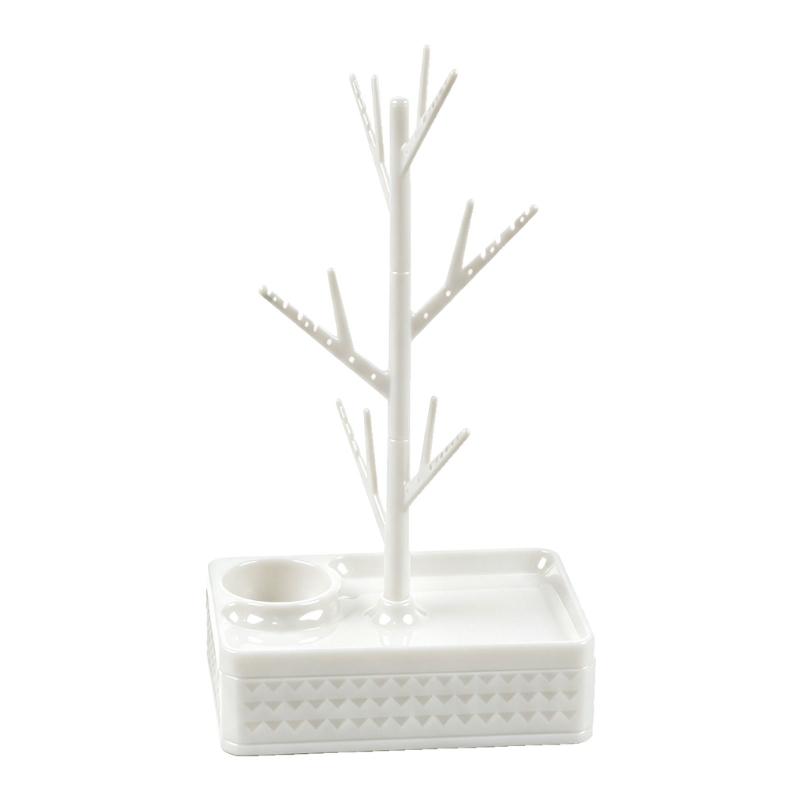 Tree Jewelry Stand for Dresser Storage with Rotating Branch Display and Bottom Tray, Daily Necklace Bracelet Holder