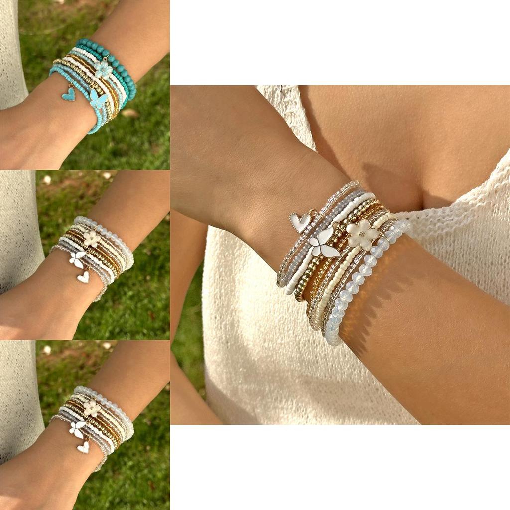 Boho Butterfly Charm Jewelry Set With Glass Beads For Womens Casual Style