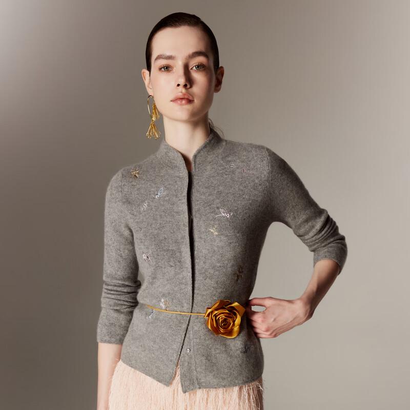 PALUOPO Women's Embroidered Cashmere Cardigan