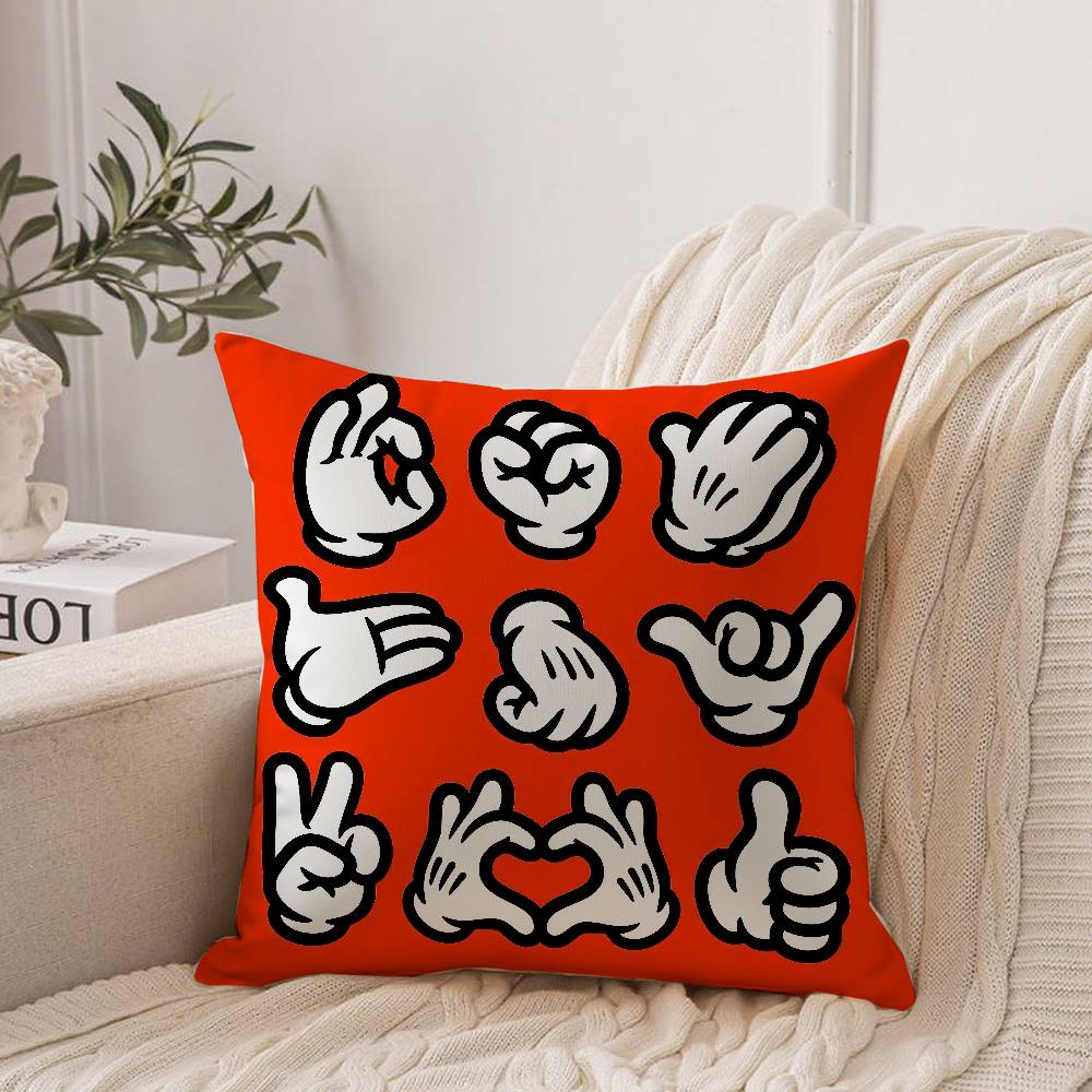 Red Finger Gesture Pillow Case Home Decor Throw For Sofa Bed Car Room Decor Gift Idea 12x12Inch