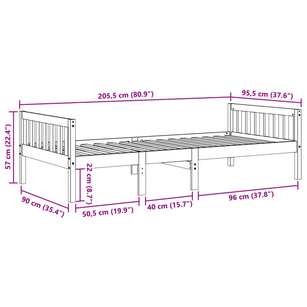 Kids Bed without Mattress White 90x200 cm Solid Pine Wood