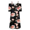 Women's V Neck Short Sleeve Printed Zip Off-shoulder Dress Casual Dress Commuting Dress
