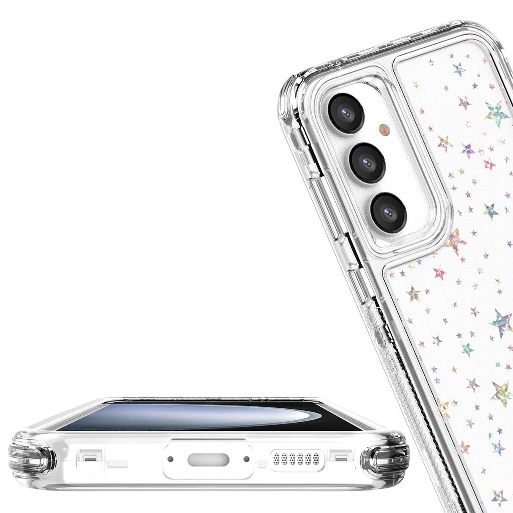 For Samsung Galaxy S24 FE Case Clear Acrylic TPU Hybrid Phone Cover with Laser-printed Film