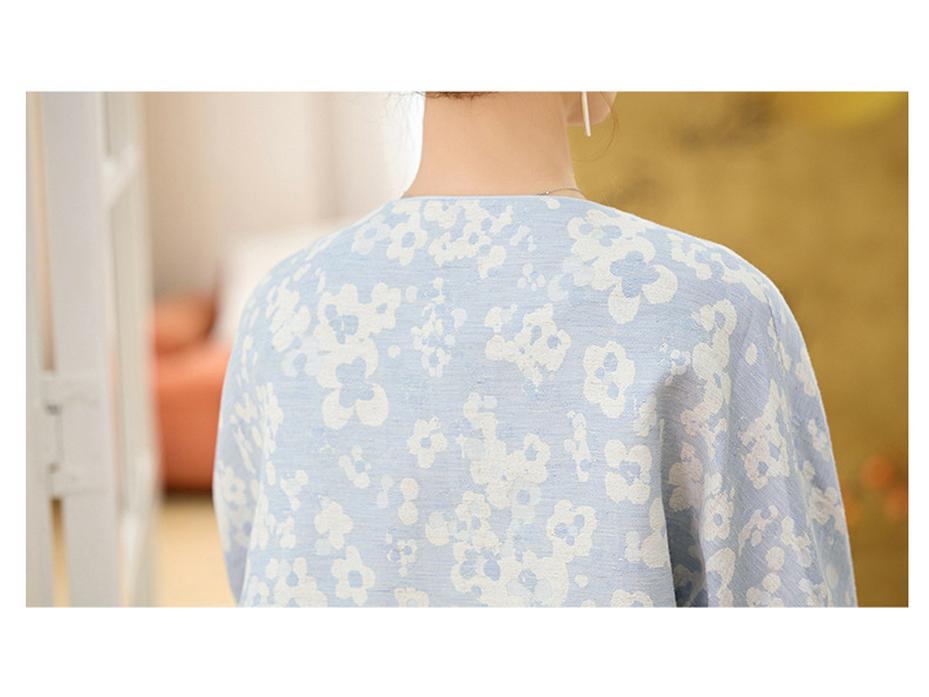 2022 Spring Women's Jacquard Round Neck Top - Chinese National Style HE5005