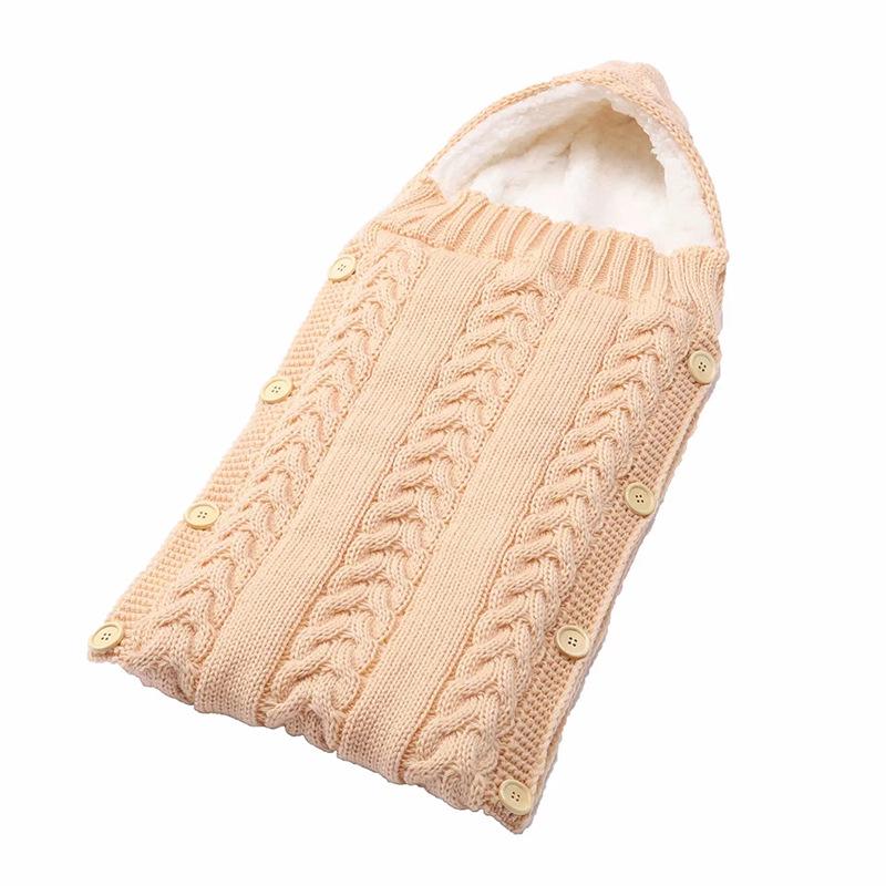 Infant Knitted Woolen Sleeping Bag Buttoned Blanket for Autumn & Winter