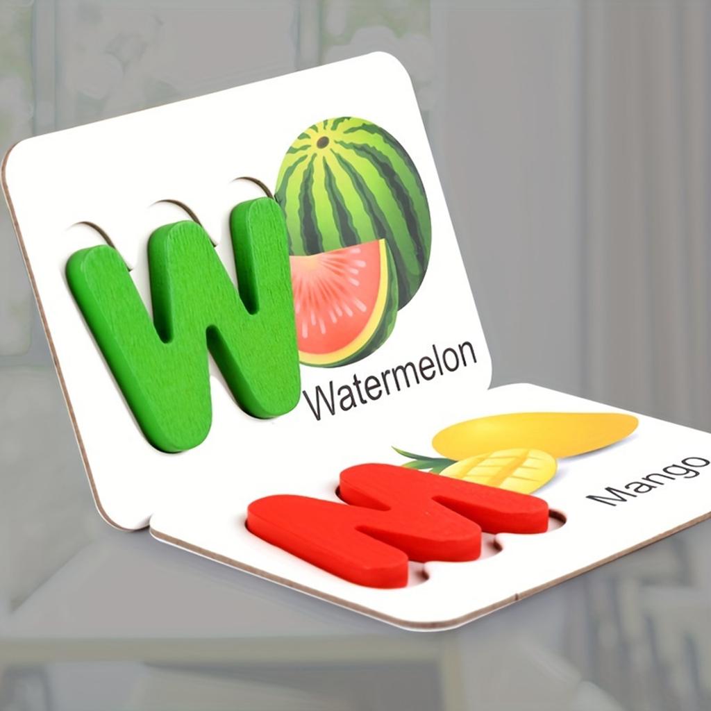 Hölzerne Alphabet-Karteikarten für Kinder, Lernspielzeug, perfektes Vorschulgeschenk und Lernspiel für Kinder.