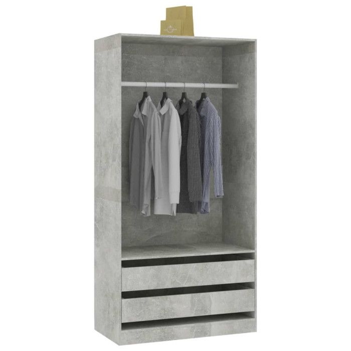 VidaXL Garde-robe Gris béton 100x50x200 cm Bois d'ingénierie 800607