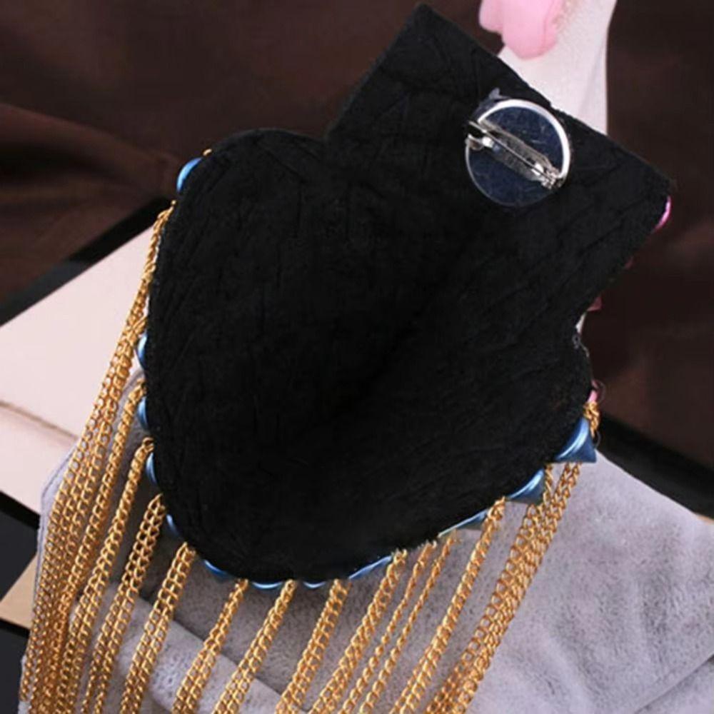 Pin Rivet Shoulder Badges Cool Jacket Vintage Brooch Club Tassel Chain Epaulette Cosplay