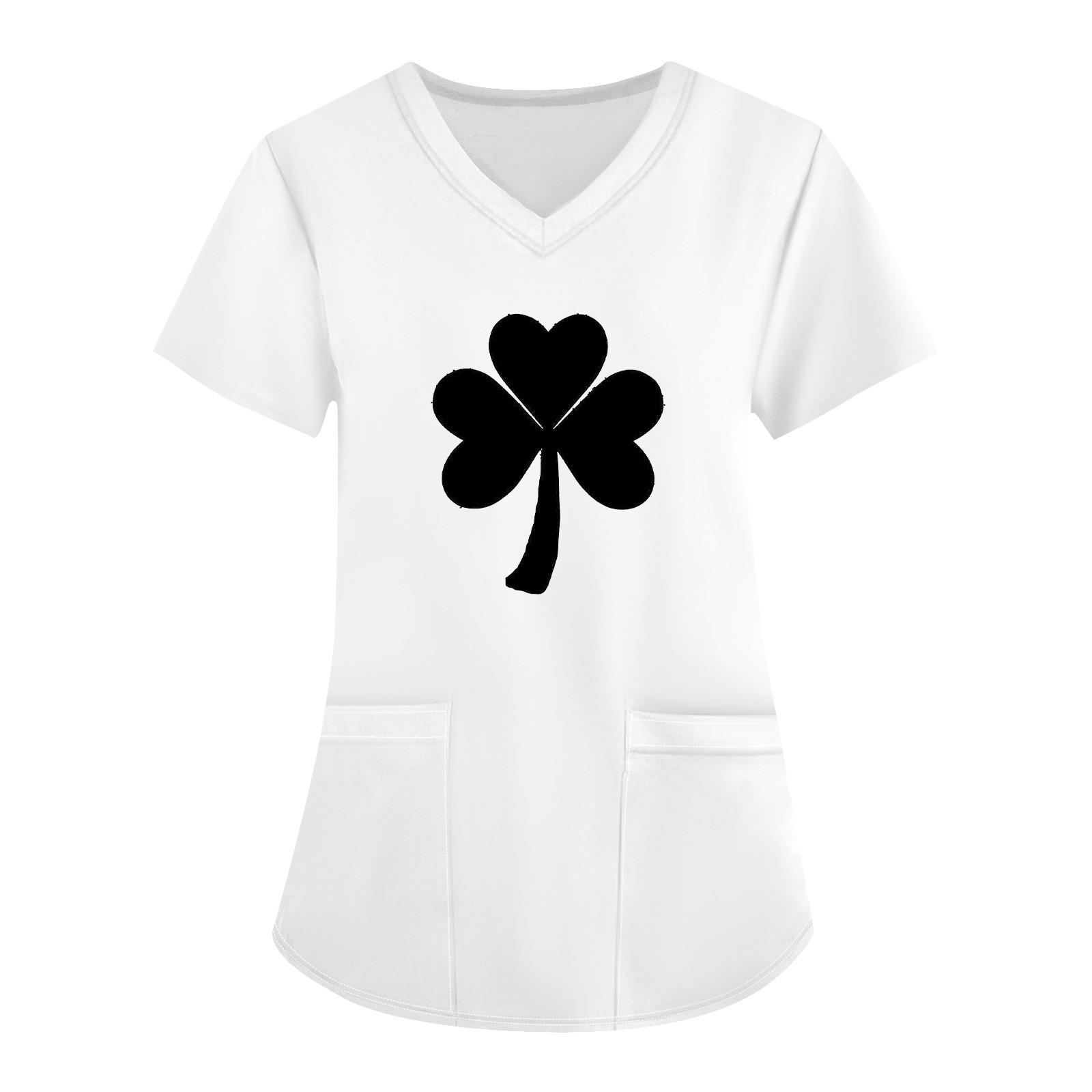 

Женская модная футболка с короткими рукавами и v-образным вырезом с принтом, маленькая рабочая футболка с карманами XL