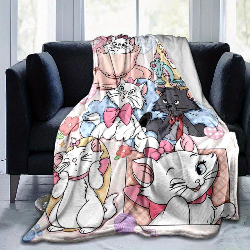 1pc, Marie Cat (1) Home Decor Flannel Blanket, Perfect Gift for Bedroom, Living Room, Travel, Camping, Car, Beach, Office Nap, Ideal Sofa Throw, Outdo