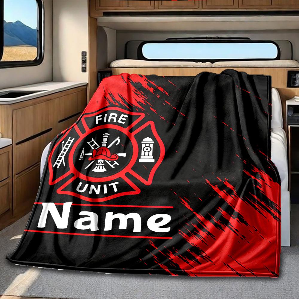Fire Unit Rv Customize Your Name Blanket Comfortable Soft Lightweight Multiseason Blanket For Travel Camping Picnics Sofas Rvs Beds Living Rooms