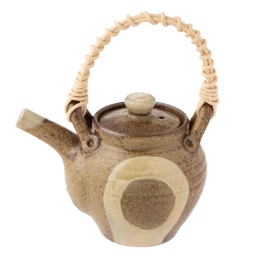 Marui Seito Shigaraki Ware Hechimon Teapot, 800ml Capacity, Gray Circle Pattern, Brown, MR-3-4508