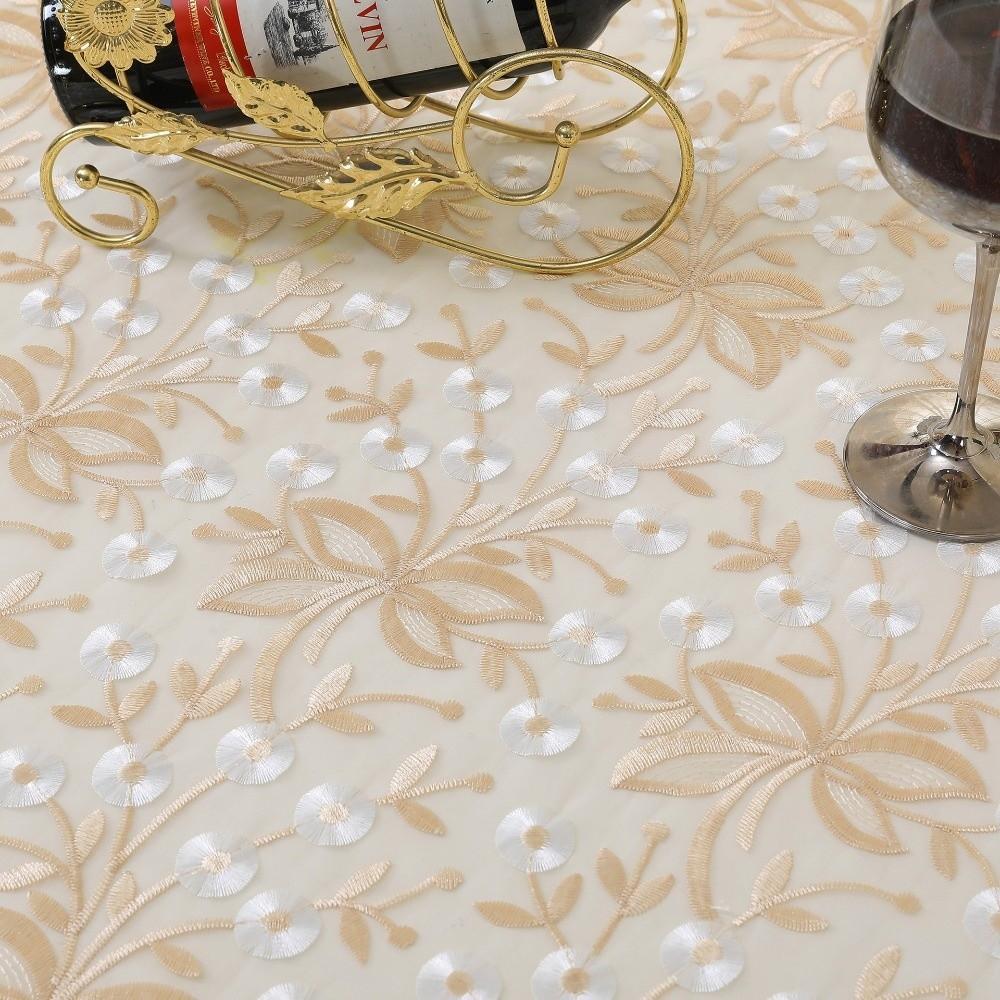 Fashion Satin Embroidered Lace Tablecloth Elegant Lace Design Round Tablecloth Vintage Embroidery Table Cover Dining Table