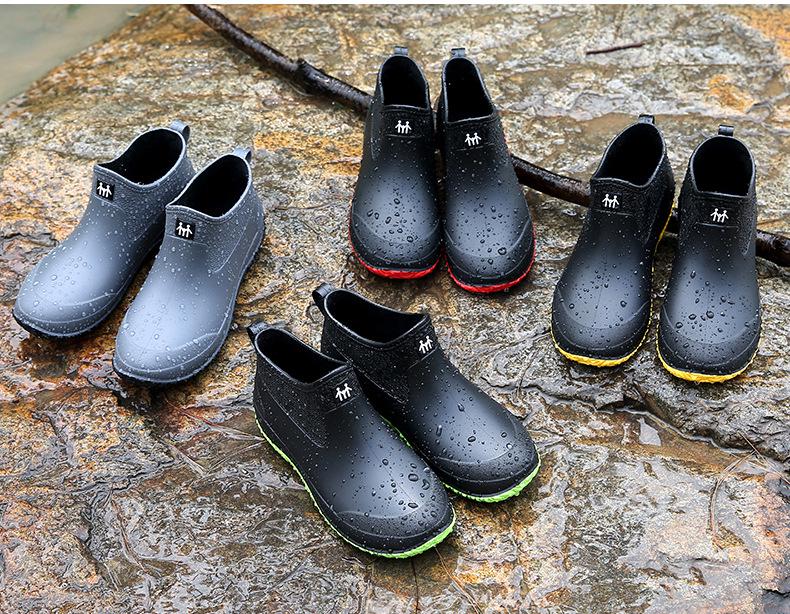 Men's Low-Cut Non-Slip Rain Boots - Water Shoes for Outdoor Wading