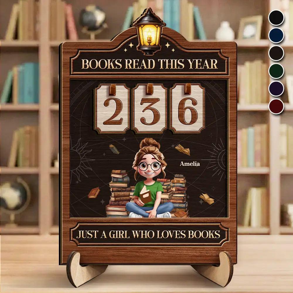 Custom 3D Effect Reading Books Tracker Sign 2 Layer Wooden Book Log Board for Kids Personalized Count Books Read Year Wall Decro