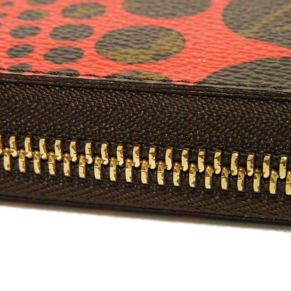 Used 12564 Zippy Wallet M60450 7940 Yayoi Kusama Brown Red Old Model Monogram Pumpkin Dot Rouge Unisex from Japan
