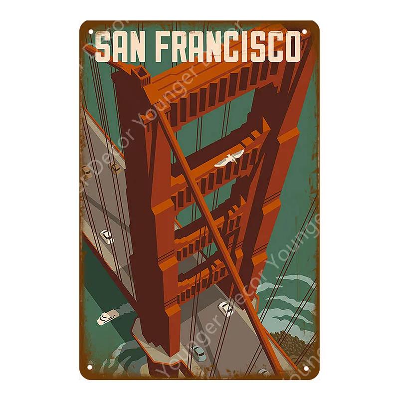 Tourism Metal Signs Travel Cities Country Plate Mexico Tokyo Poster Vintage Plaque Souvenirs Festival Gift Home Room Decor YJ020