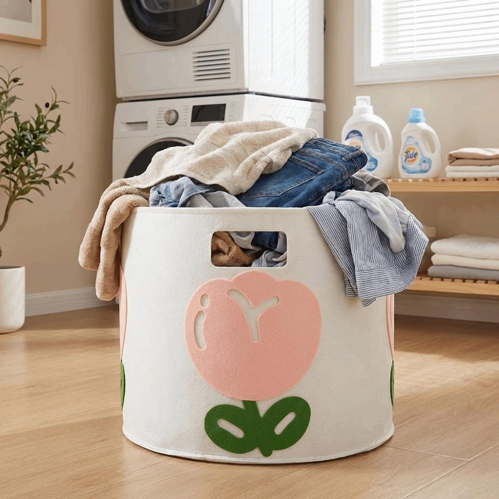 Non-woven Fabric Tulip Laundry Hamper Creative Design Large-Capacity Household Storage Cute Style Stylish Look Laundry Basket