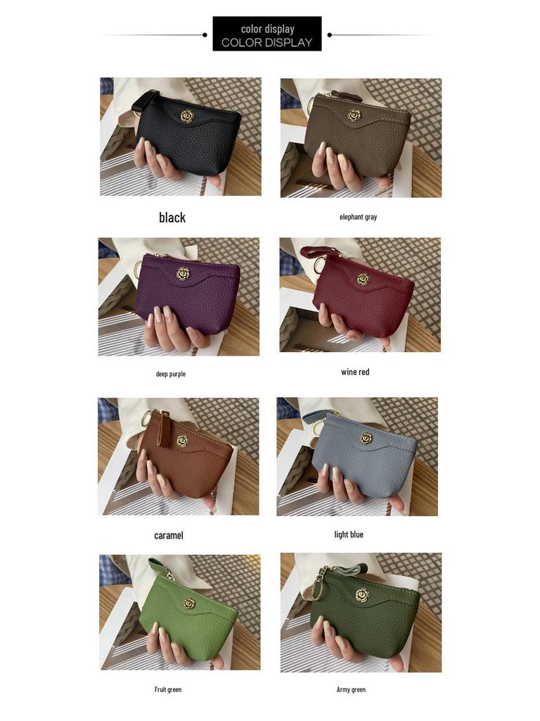 2025 Women's Genuine Leather Small Coin Purse & Lipstick Key Clutch