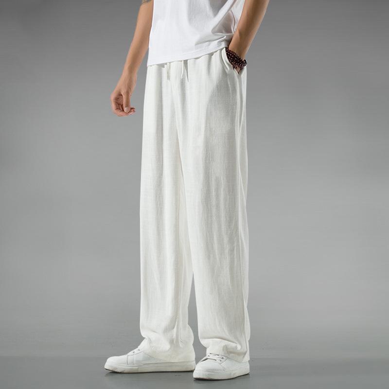 Pantalones Casuales de Lino de Lujo Ligero para Hombre Vonsrman - Estilo Chino, Otoño, Corte Holgado, Talla Grande, Corte Recto