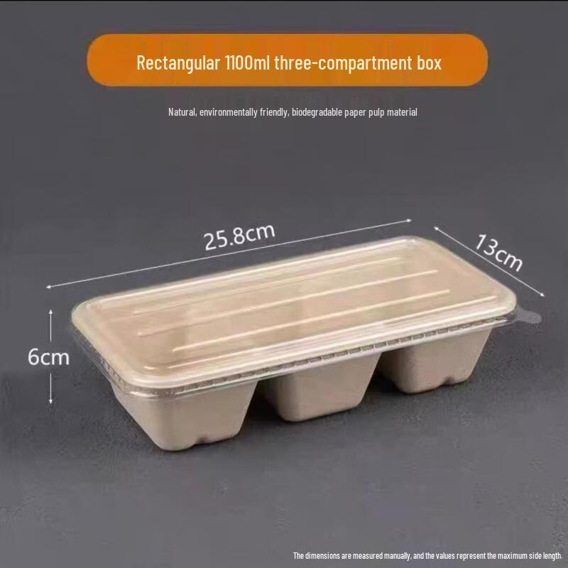 

Disposable 3-Compartment Pulp Meal Prep Containers